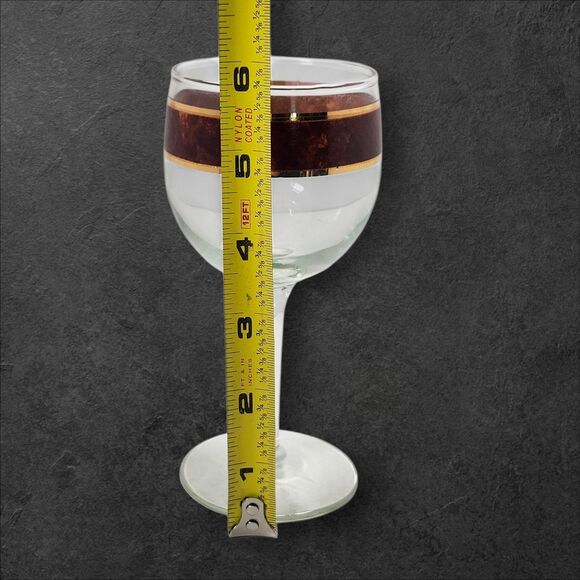 12 Vintage Culver Tortoiseshell Wine Glasses 22K Gold Mid Century Brazilian - Picture 6 of 7